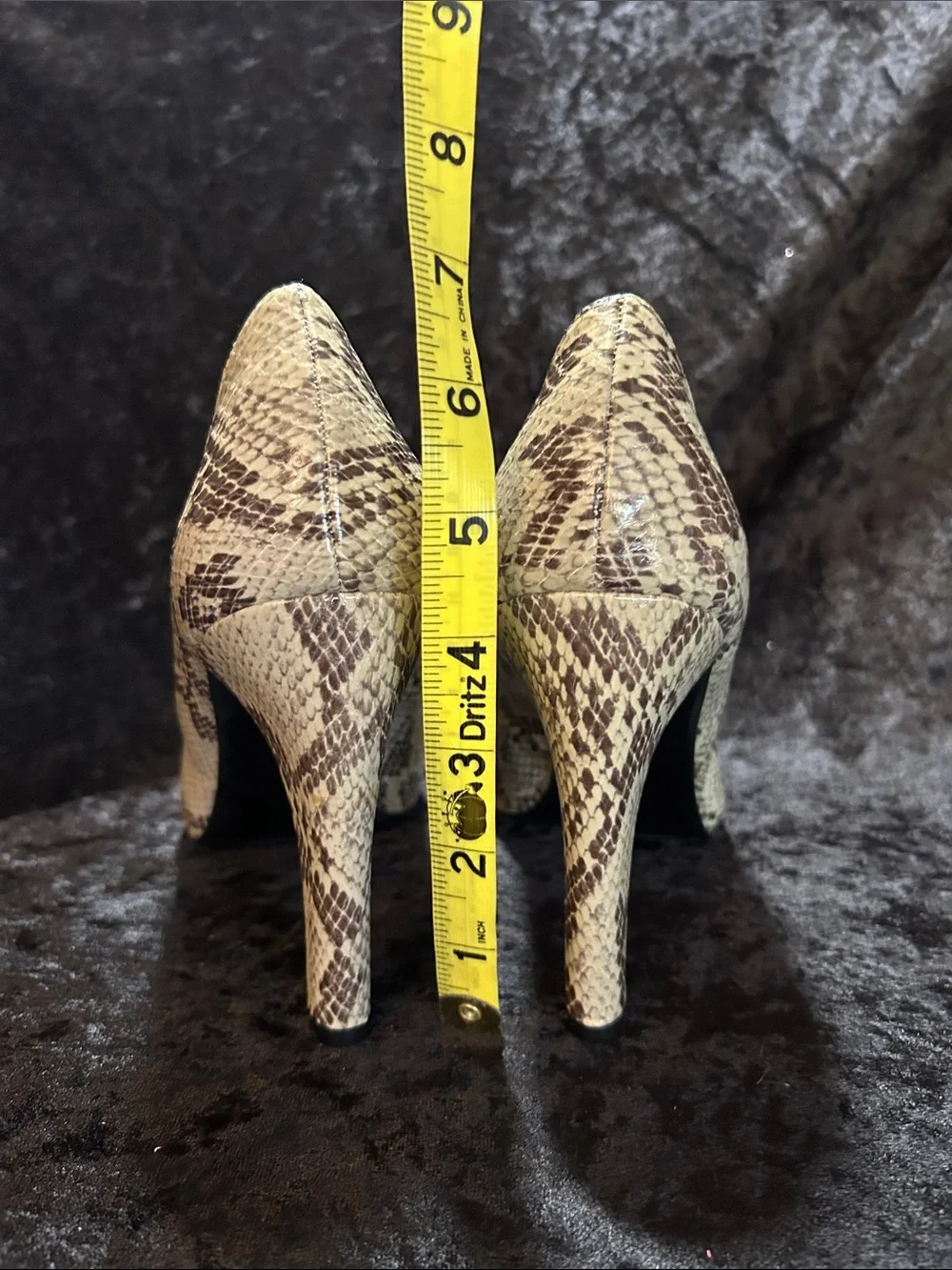 Sam Edelman Snakeskin Pointed Toe Pumps - Beige/Brown Size 10